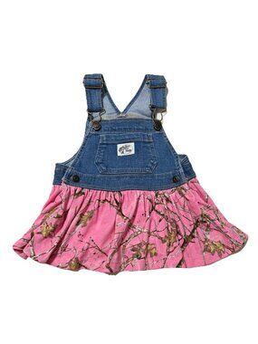 Bass Pro Shops Overall Pink Camo And Denim Adjustable Dress Size 12M
